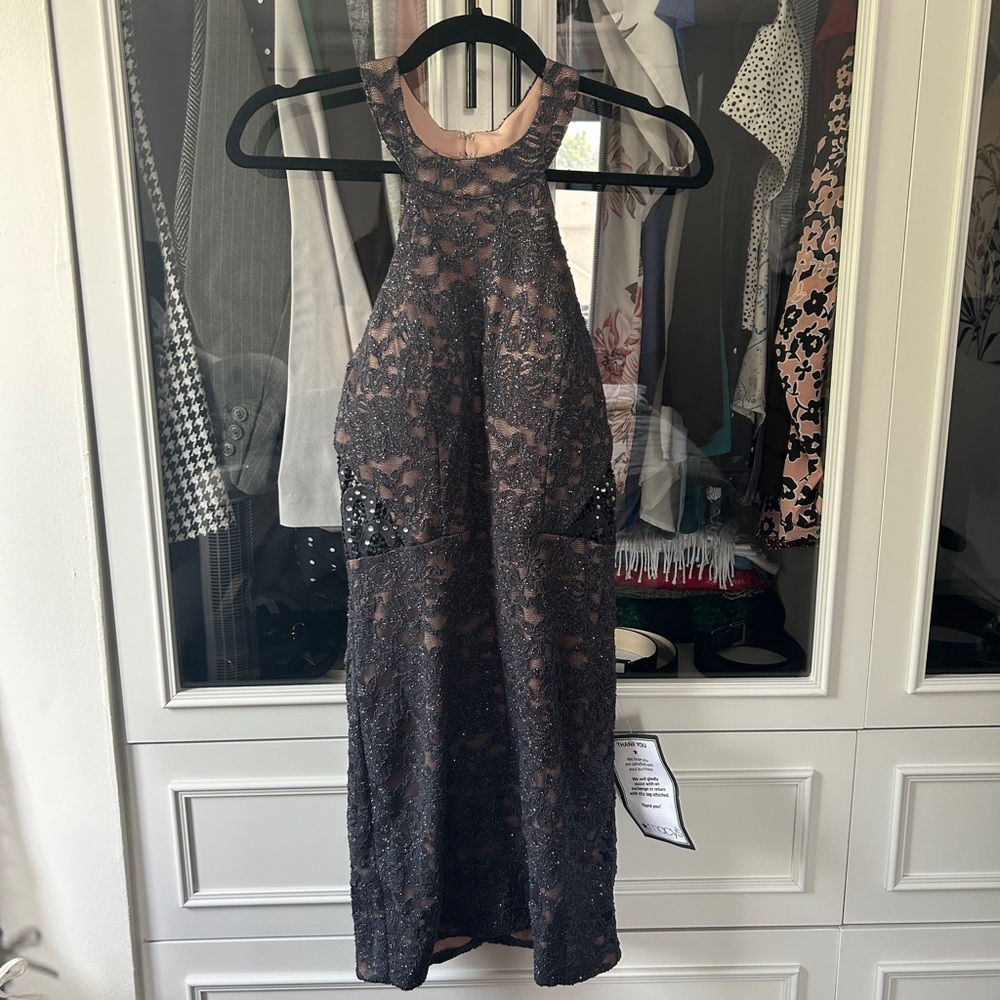 City Studio Brown Sheath Halter Dress Cocktail